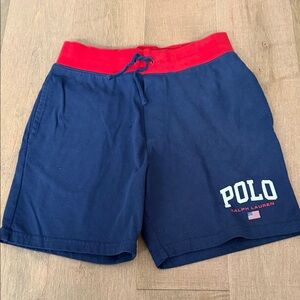 Polo by Ralph Lauren Men's Blue Shorts with Red Waistband